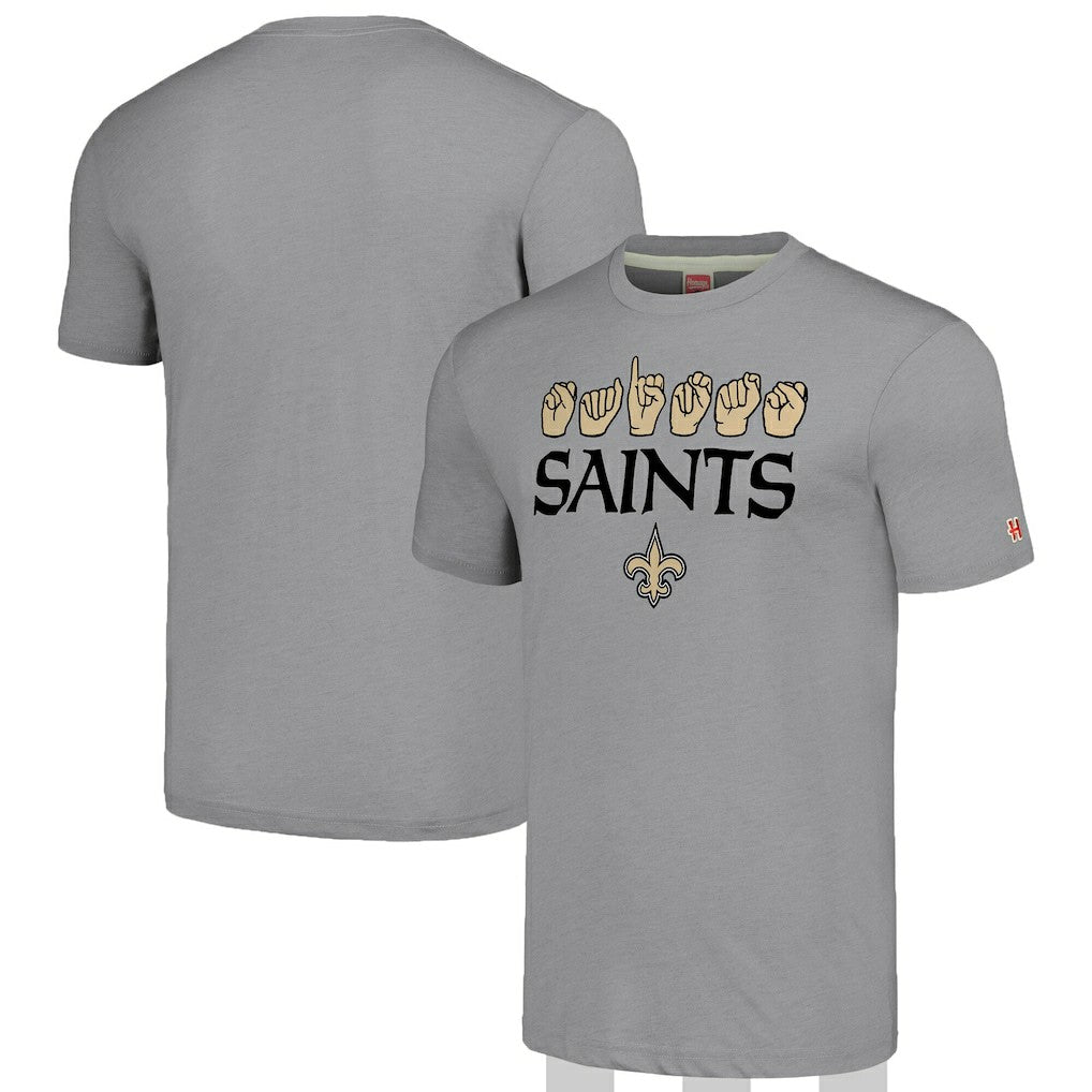 New Orleans Saints Homage Unisex The NFL ASL Collection by Love Sign American Sign Language T-Shirt Grey - NFL