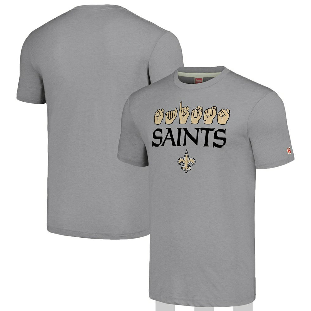 New Orleans Saints Homage Unisex The NFL ASL Collection by Love Sign American Sign Language T-Shirt Grey - NFL