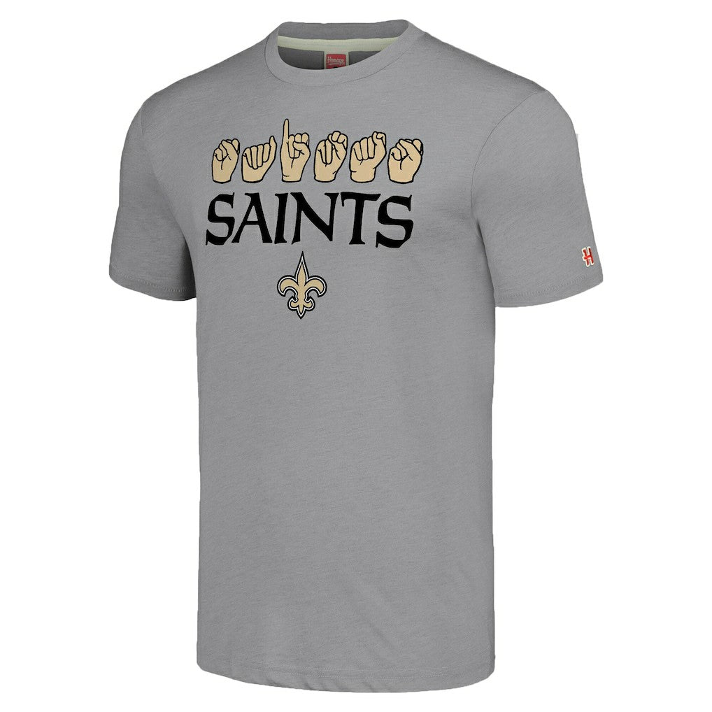 New Orleans Saints Homage Unisex The NFL ASL Collection by Love Sign American Sign Language T-Shirt Grey - NFL