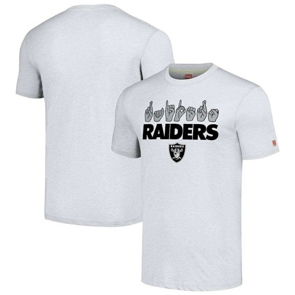 Las Vegas Raiders Homage Unisex The NFL ASL Collection by Love Sign American Sign Language T-Shirt Ash - NFL