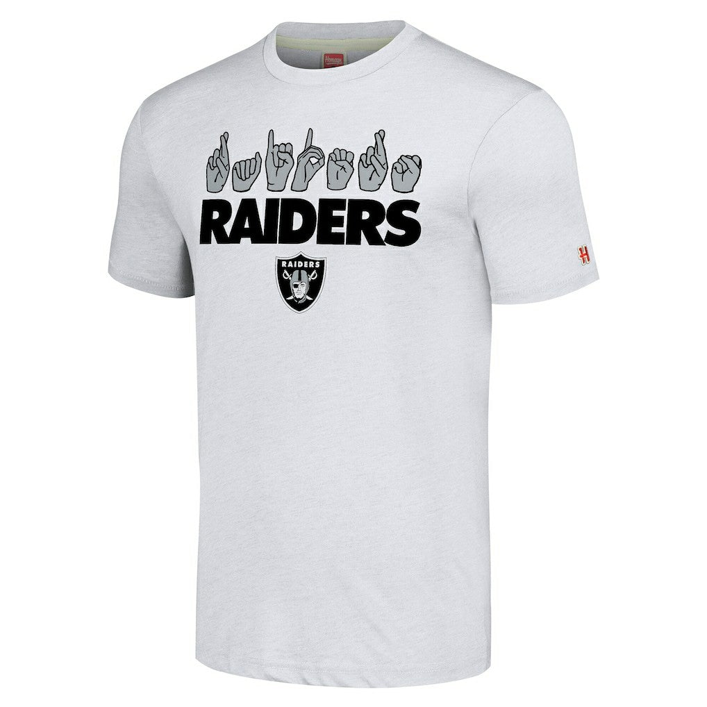 Las Vegas Raiders Homage Unisex The NFL ASL Collection by Love Sign American Sign Language T-Shirt Ash - NFL