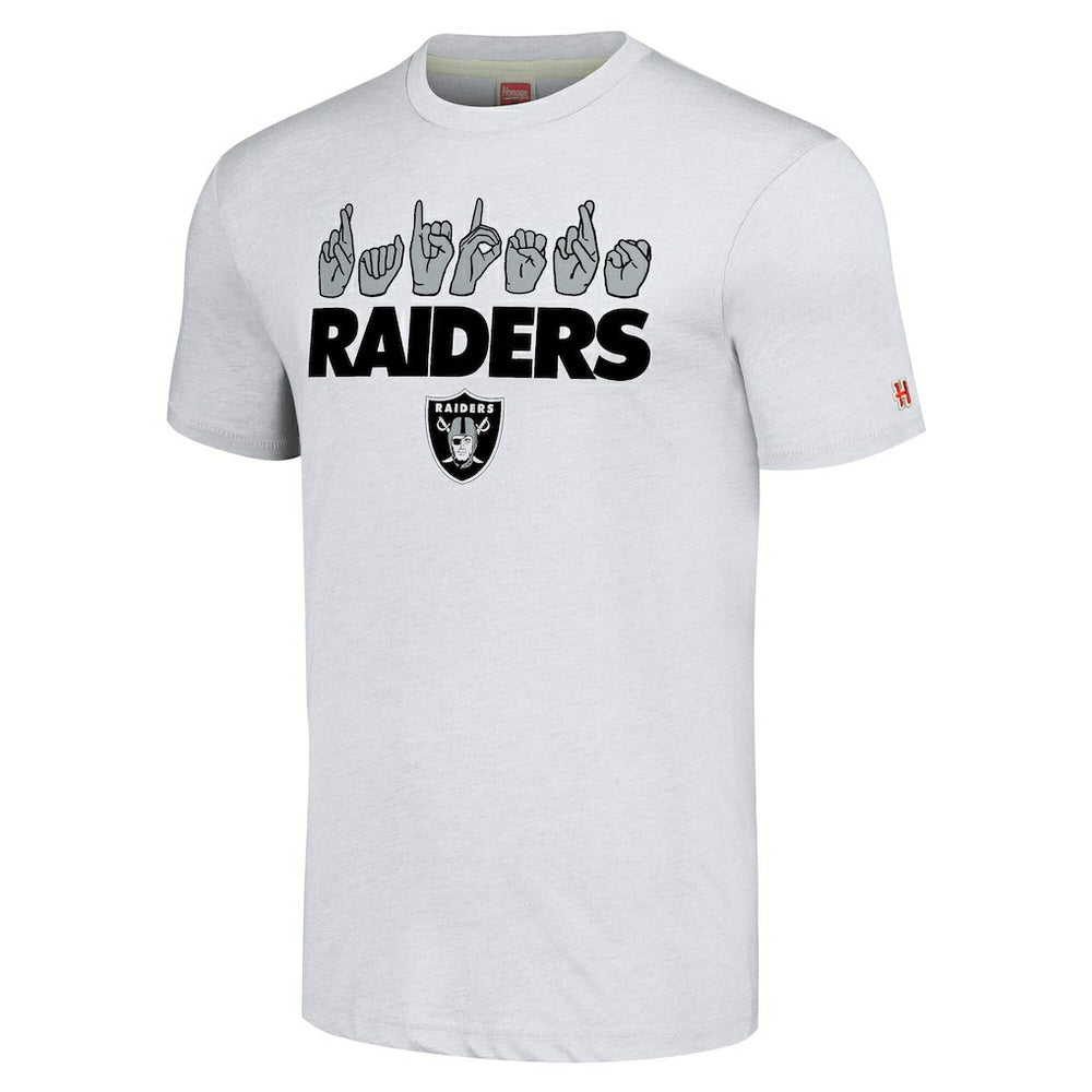 Las Vegas Raiders Homage Unisex The NFL ASL Collection by Love Sign American Sign Language T-Shirt Ash - NFL