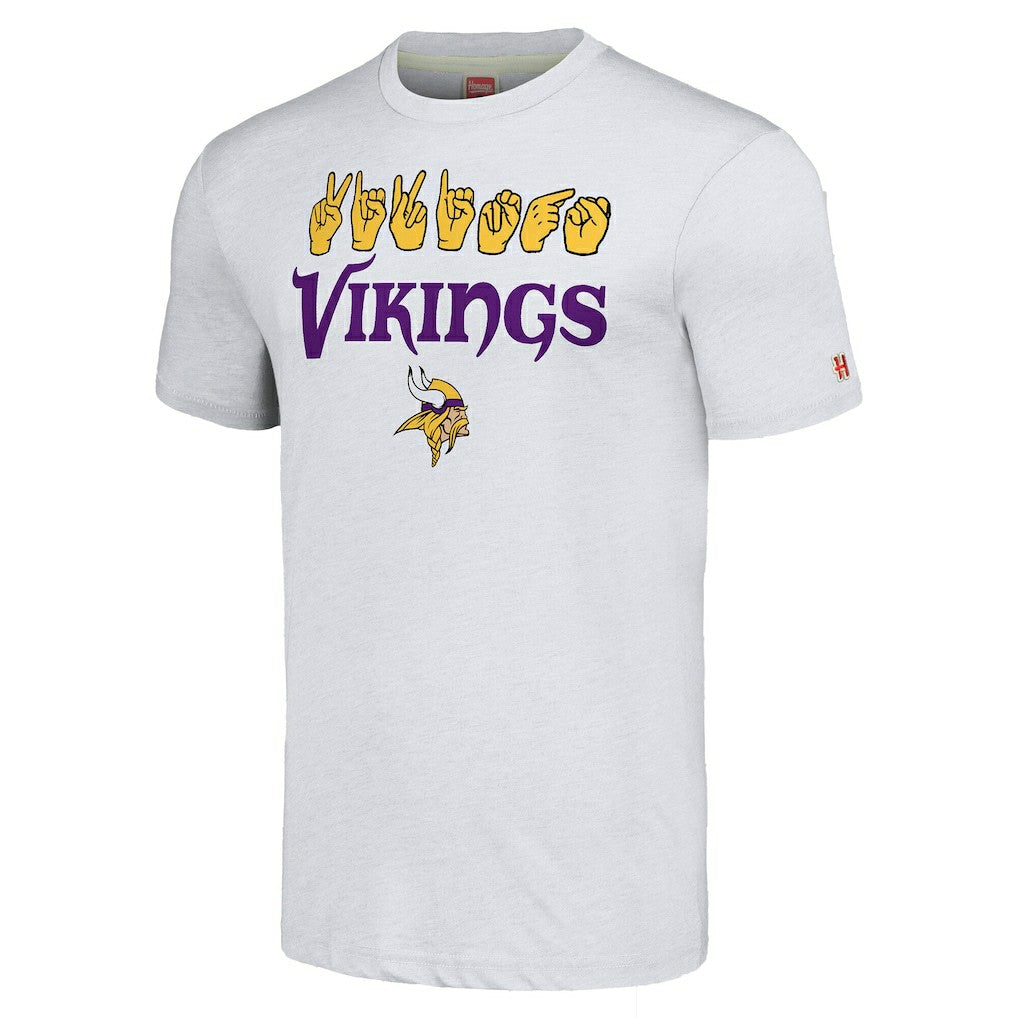Minnesota Vikings Homage Unisex The NFL ASL Collection by Love Sign American Sign Language T-Shirt Ash - NFL