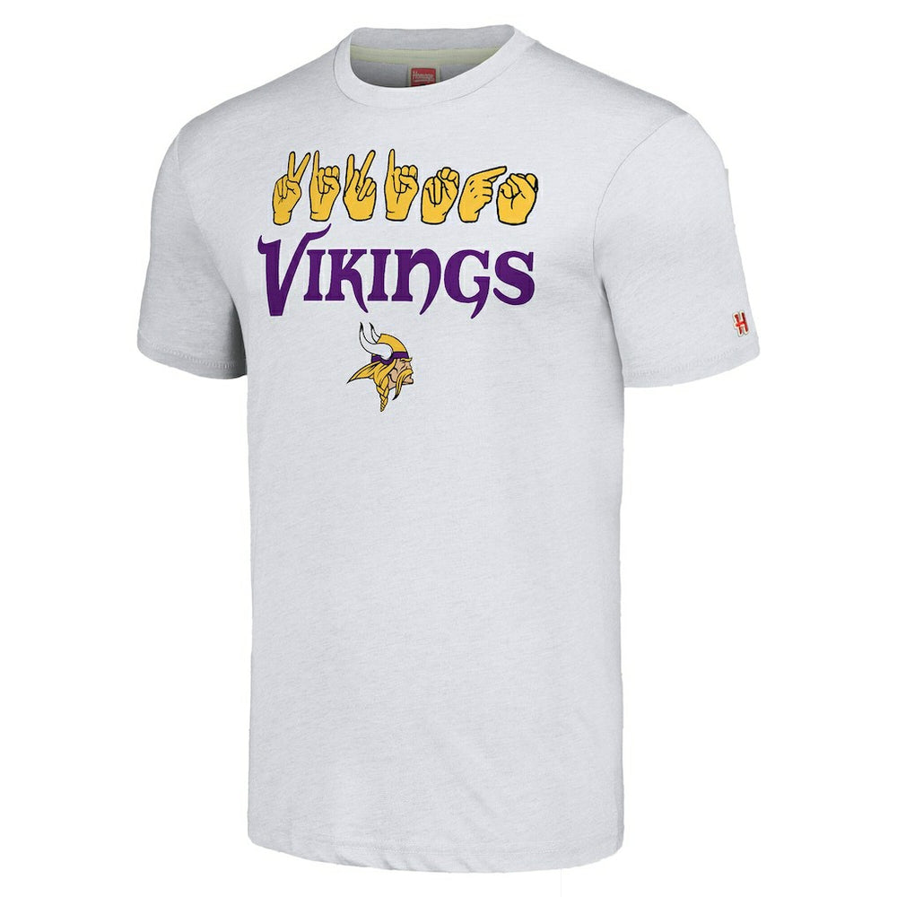 Minnesota Vikings Homage Unisex The NFL ASL Collection by Love Sign American Sign Language T-Shirt Ash - NFL