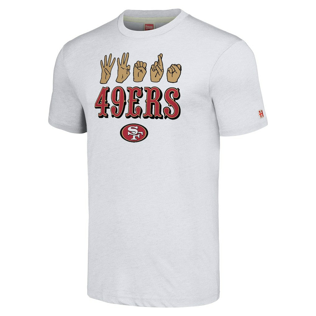 San Francisco 49ers Homage Unisex The NFL ASL Collection by Love Sign American Sign Language T-Shirt Ash - NFL