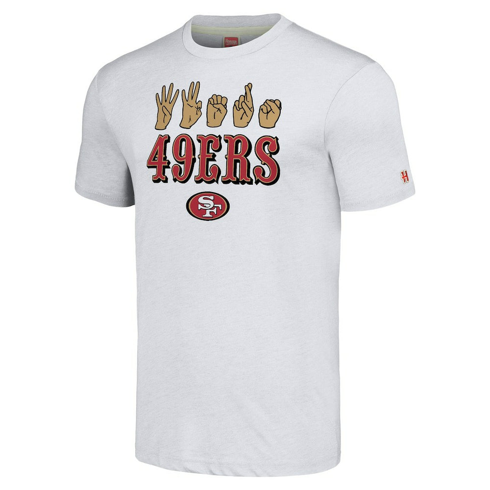 San Francisco 49ers Homage Unisex The NFL ASL Collection by Love Sign American Sign Language T-Shirt Ash - NFL