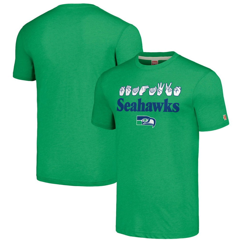 Seattle Seahawks Homage Unisex The NFL ASL Collection by Love Sign American Sign Language T-Shirt Green - NFL