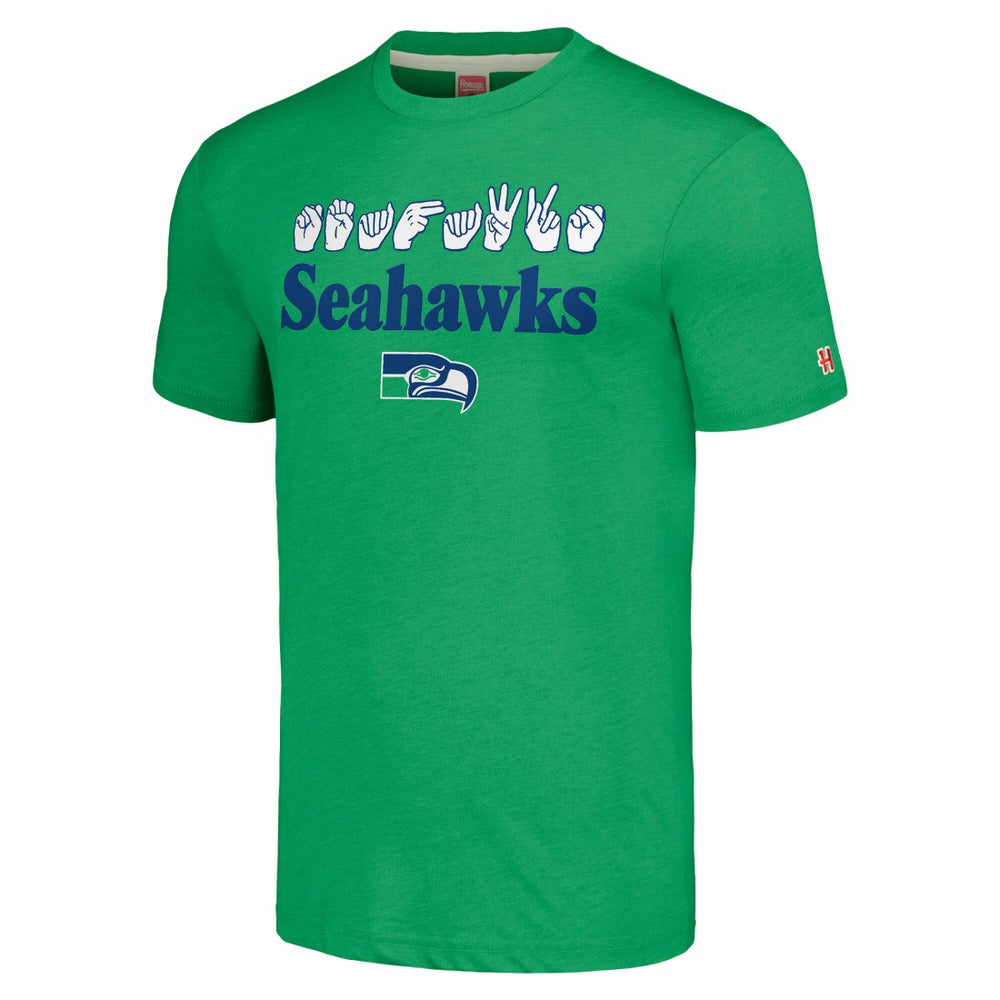 Seattle Seahawks Homage Unisex The NFL ASL Collection by Love Sign American Sign Language T-Shirt Green - NFL