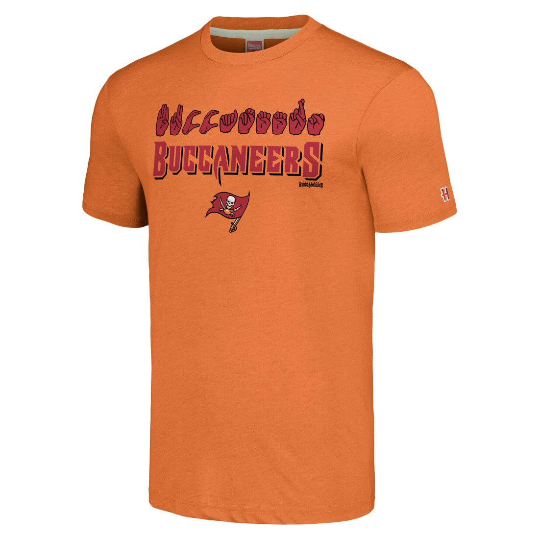 Tampa Bay Buccaneers Homage Unisex The NFL ASL Collection by Love Sign American Sign Language T-Shirt Orange - NFL