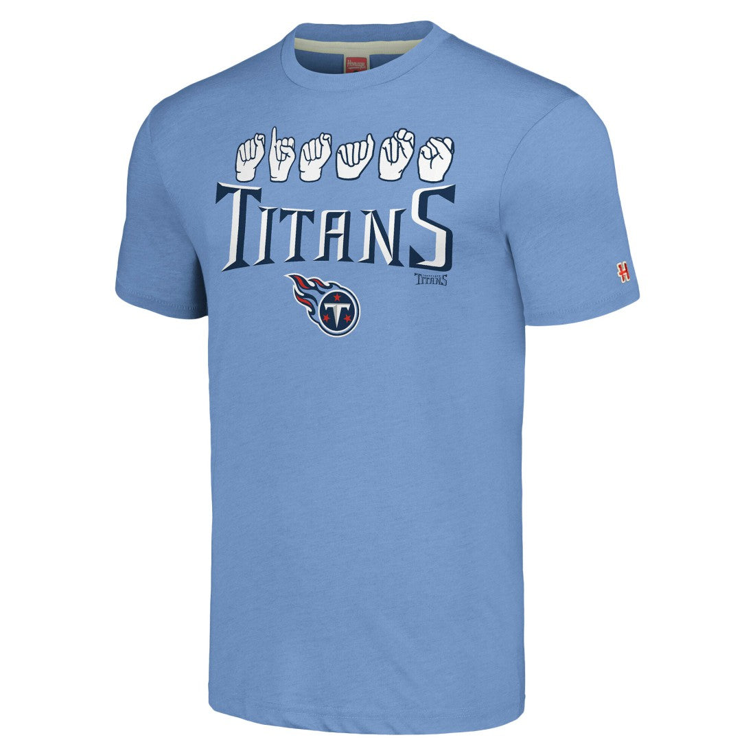 Tennessee Titans Homage Unisex The NFL ASL Collection by Love Sign American Sign Language T-Shirt Light Blue - NFL