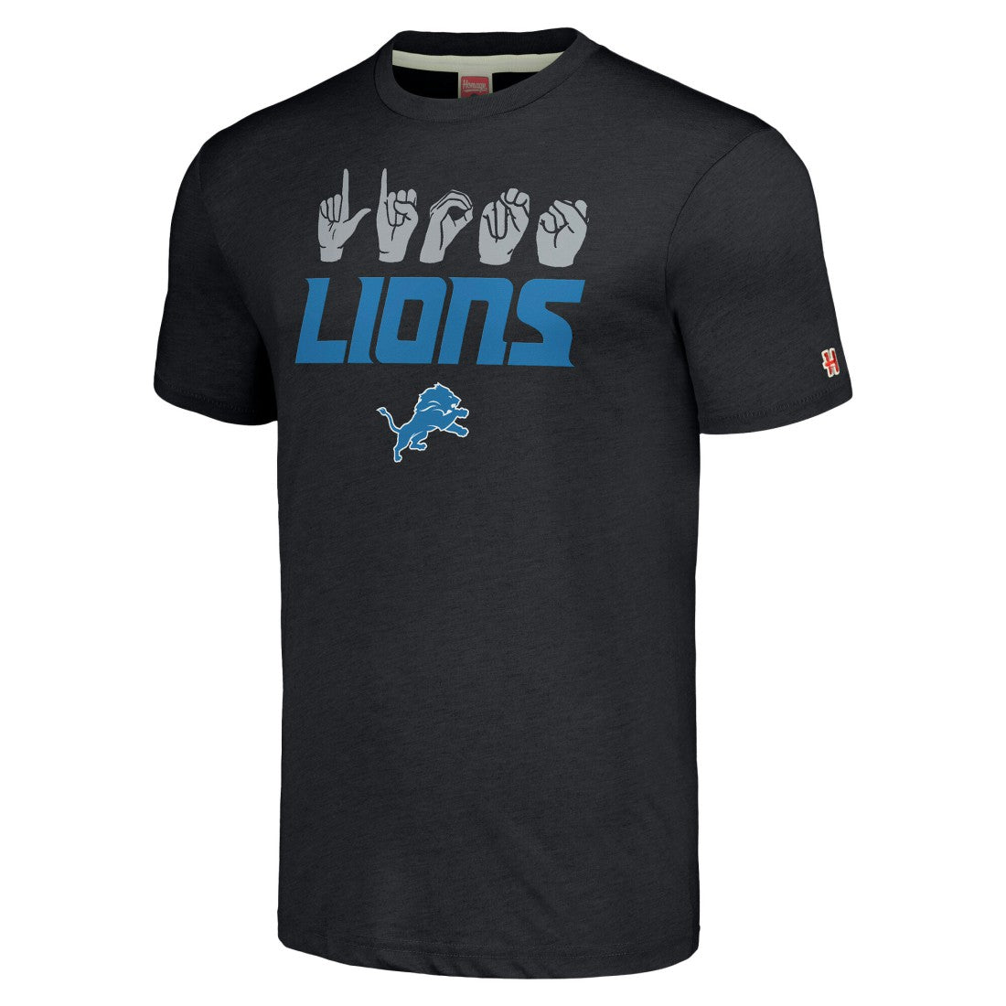 Detroit Lions Homage Unisex The NFL ASL Collection by Love Sign American Sign Language T-Shirt Charcoal - NFL