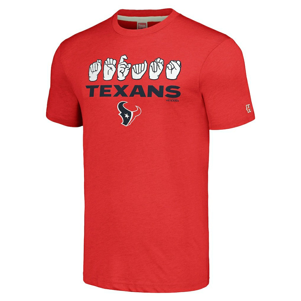 Houston Texans Homage Unisex The NFL ASL Collection by Love Sign American Sign Language T-Shirt Red - NFL