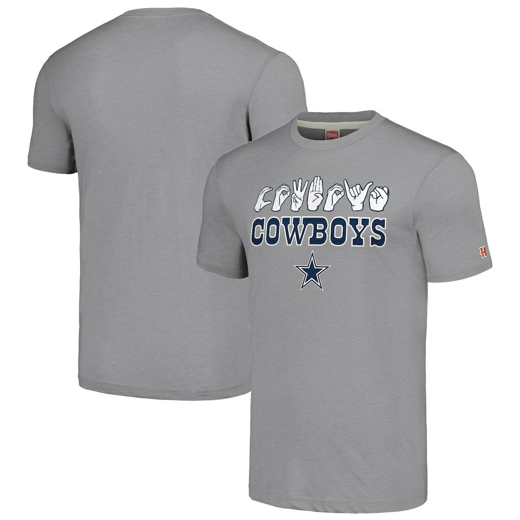 Dallas Cowboys Homage Unisex The NFL ASL Collection by Love Sign American Sign Language T-Shirt Gray - NFL