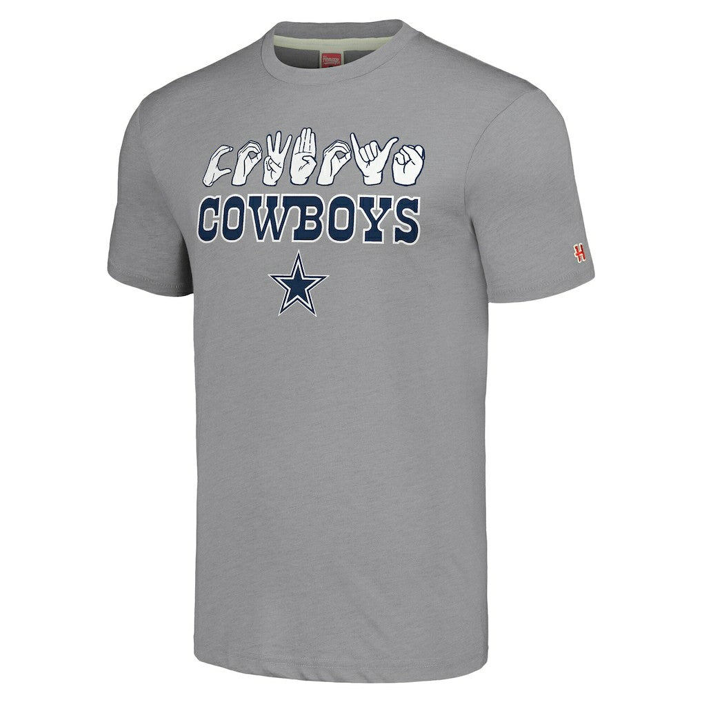 Dallas Cowboys Homage Unisex The NFL ASL Collection by Love Sign American Sign Language T-Shirt Gray - NFL