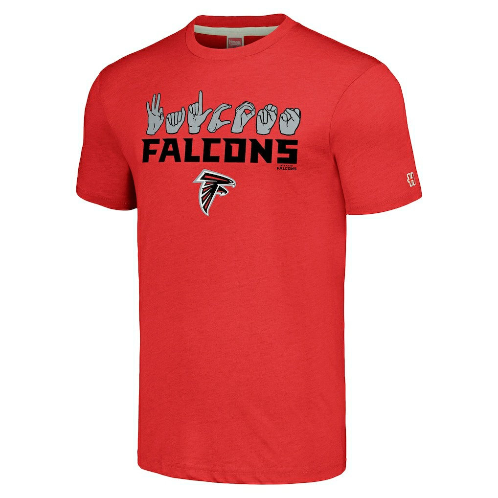 Atlanta Falcons Homage Unisex The NFL ASL Collection by Love Sign American Sign Language T-Shirt Red - NFL
