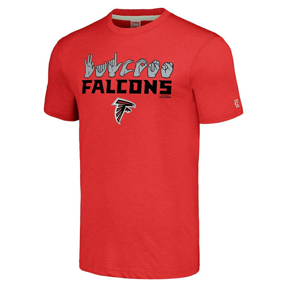 Atlanta Falcons Homage Unisex The NFL ASL Collection by Love Sign American Sign Language T-Shirt Red - NFL