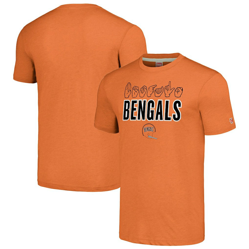 Cincinnati Bengals Homage Unisex The NFL ASL Collection by Love Sign American Sign Language T-Shirt Orange - NFL