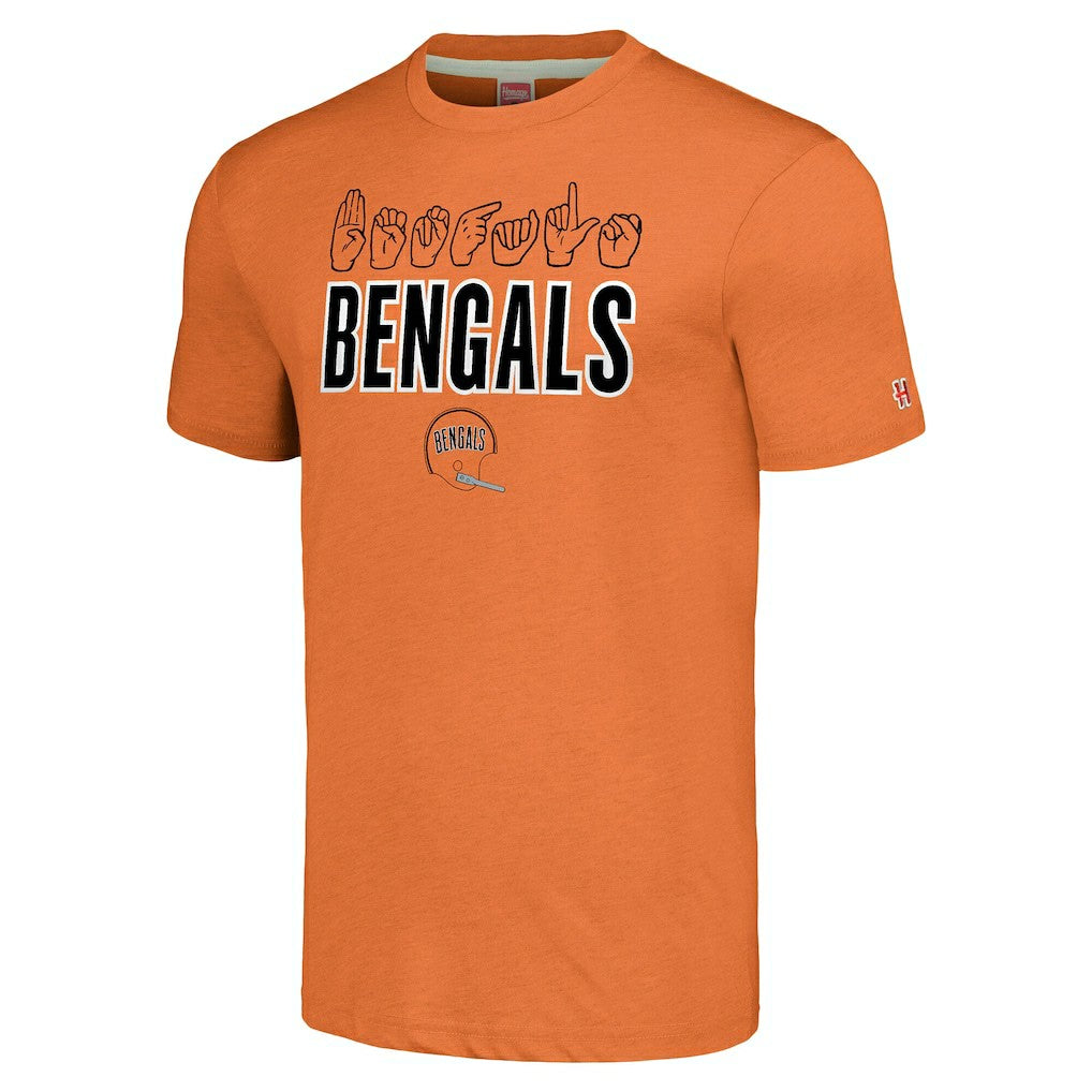 Cincinnati Bengals Homage Unisex The NFL ASL Collection by Love Sign American Sign Language T-Shirt Orange - NFL