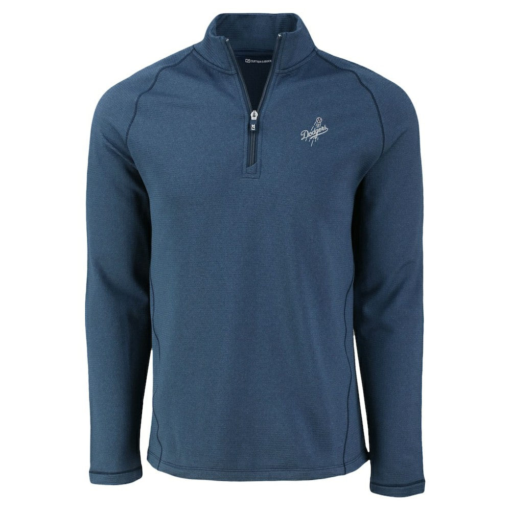 Los Angeles Dodgers Cutter & Buck Peshastin Eco Fleece Recycled Raglan Quarter-Zip Top Lifestyle