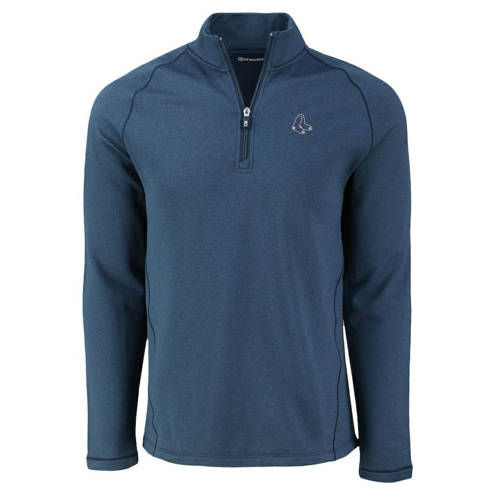 Boston Red Sox Cutter & Buck Peshastin Eco Fleece Recycled Raglan Quarter-Zip Top for sale