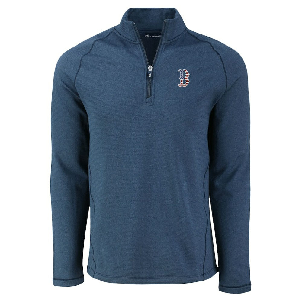 Boston Red Sox Cutter & Buck Peshastin Eco Fleece Recycled Raglan Quarter-Zip Top Lifestyle