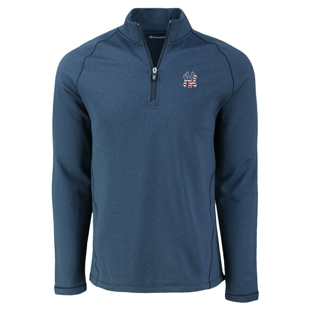 New York Yankees Cutter & Buck Peshastin Eco Fleece Recycled Raglan Quarter-Zip Top discount