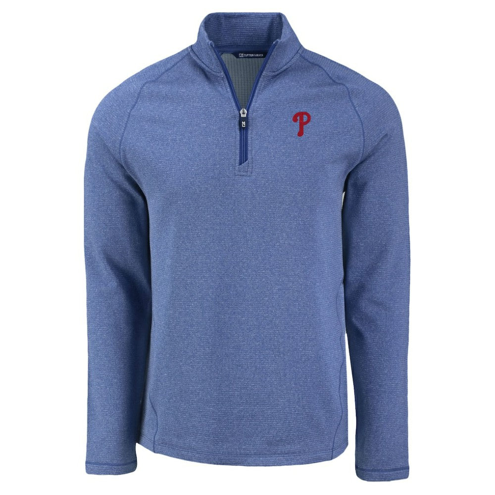 Philadelphia Phillies Cutter & Buck Peshastin Eco Fleece Recycled Raglan Quarter-Zip Top Lifestyle