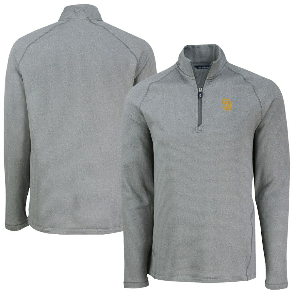 San Diego Padres Cutter & Buck Peshastin Eco Fleece Recycled Raglan Quarter-Zip Top Clearance