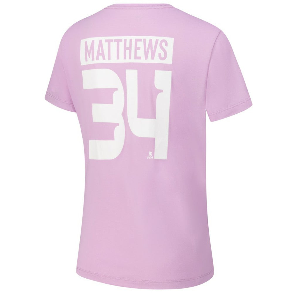 Auston Matthews Toronto Maple Leafs - Levelwear Women's Hockey Fights Cancer Anthem Name & Number T-Shirt Lavender