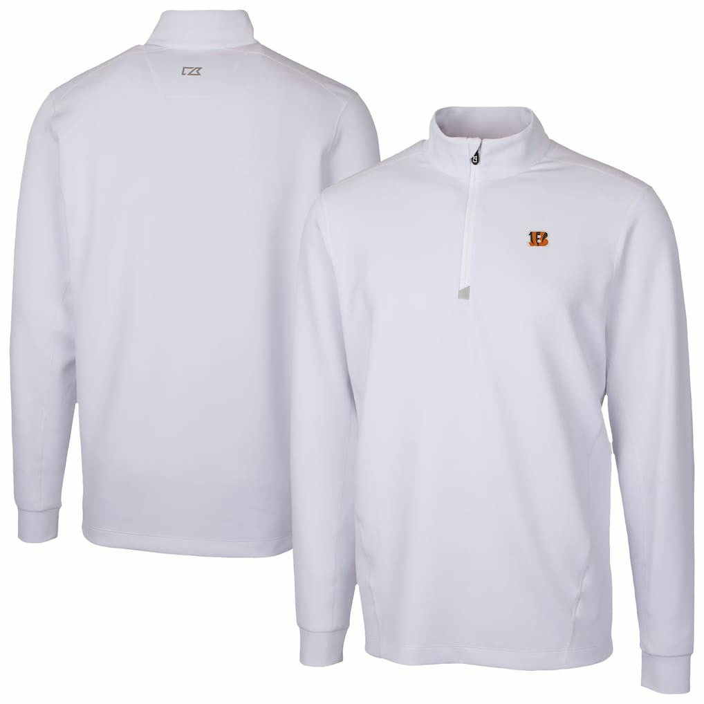 Cincinnati Bengals Cutter & Buck Traverse Stretch Quarter-Zip Top White - NFL