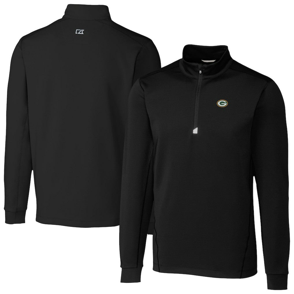 Green Bay Packers Cutter & Buck Traverse Stretch Quarter-Zip Top Black - NFL