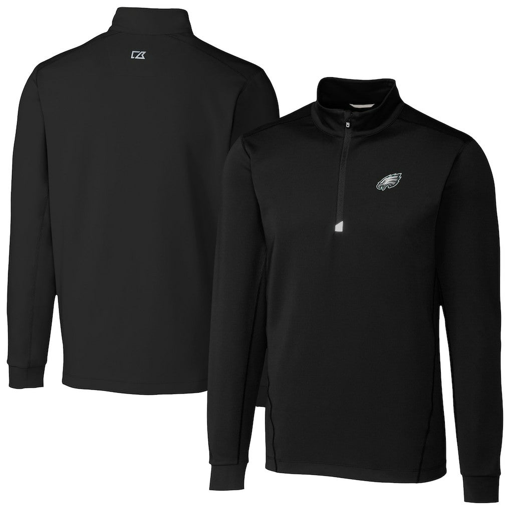 Philadelphia Eagles Cutter & Buck Traverse Stretch Quarter-Zip Top Black - NFL