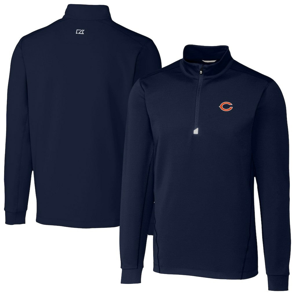 Chicago Bears Cutter & Buck Traverse Stretch Quarter-Zip Top Navy - NFL