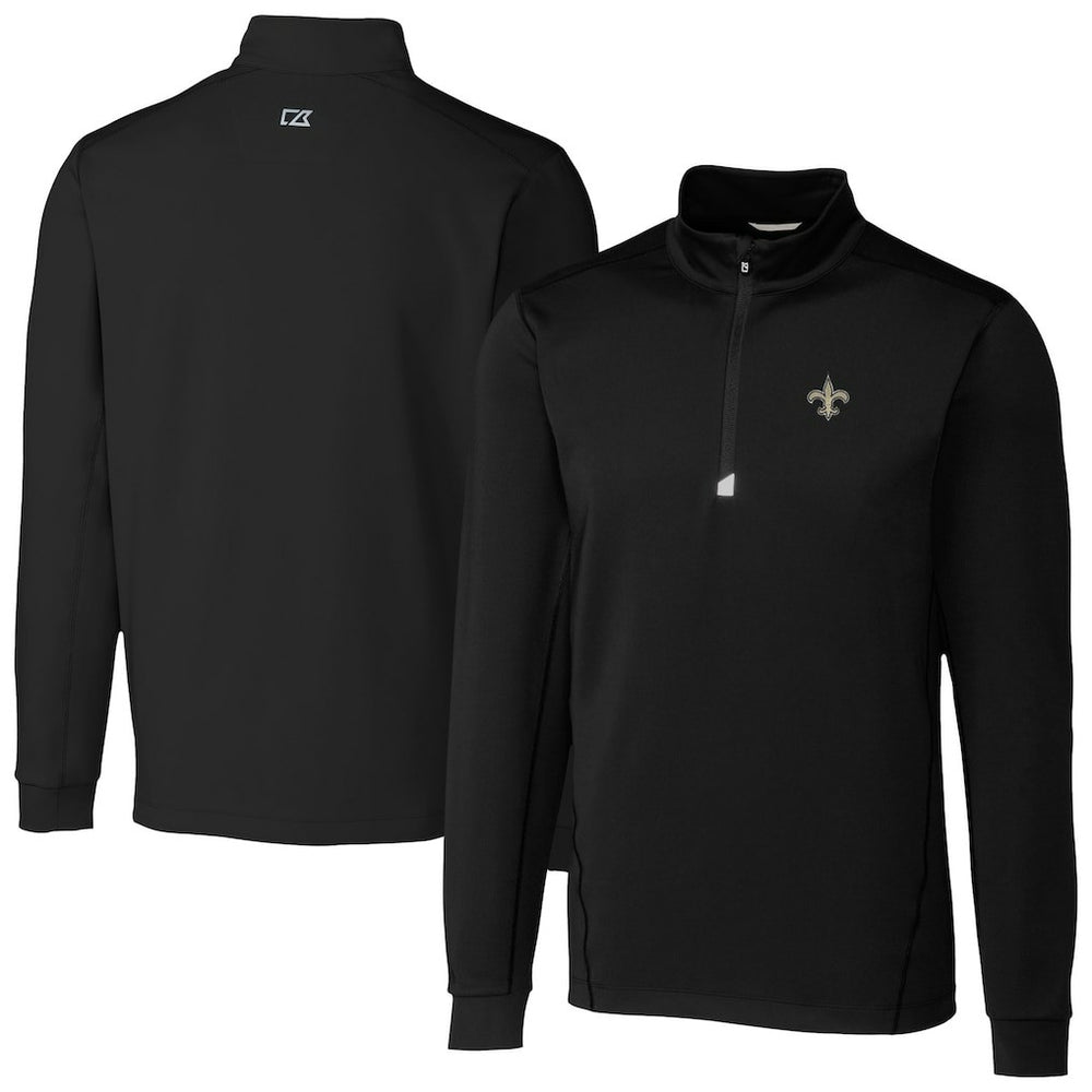 New Orleans Saints Cutter & Buck Traverse Stretch Quarter-Zip Top Black - NFL