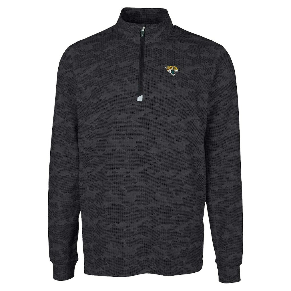 Jacksonville Jaguars Cutter & Buck Traverse Camo Print Stretch Quarter-Zip Top Black - NFL