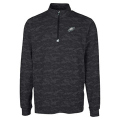 Philadelphia Eagles Cutter & Buck Traverse Camo Print Stretch Quarter-Zip Top Black - NFL