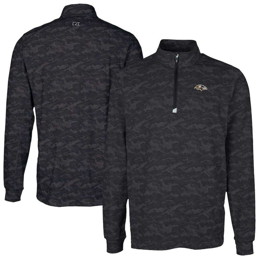 Baltimore Ravens Cutter & Buck Traverse Camo Print Stretch Quarter-Zip Top Black - NFL
