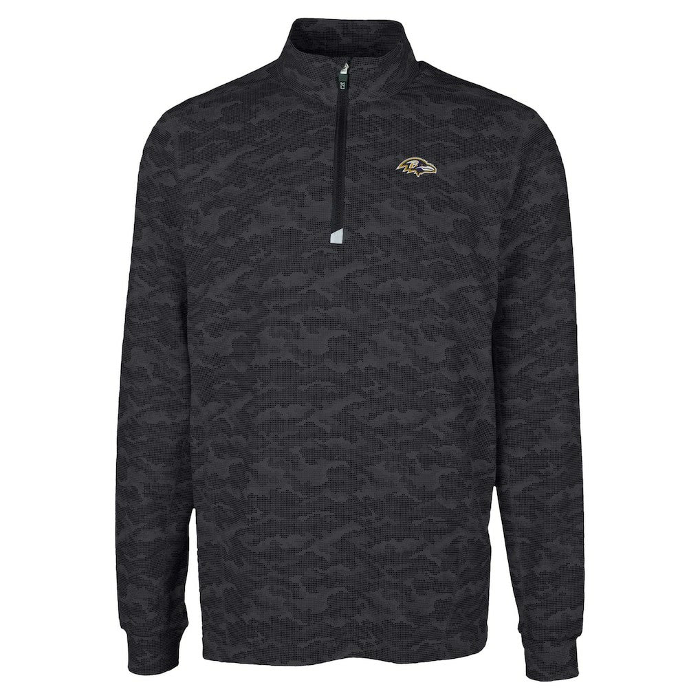 Baltimore Ravens Cutter & Buck Traverse Camo Print Stretch Quarter-Zip Top Black - NFL