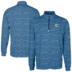 Miami Dolphins Cutter & Buck Traverse Camo Print Stretch Quarter-Zip Top Navy - NFL