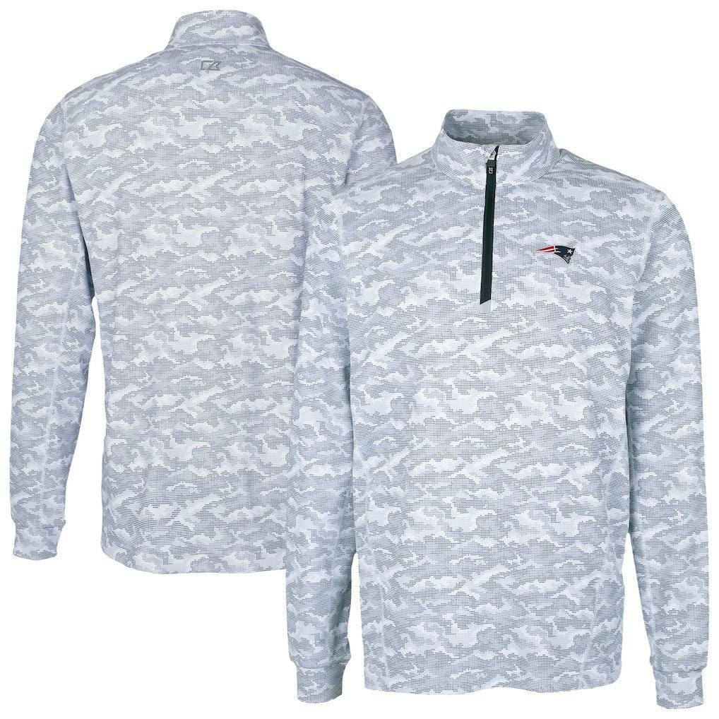 New England Patriots Cutter & Buck Traverse Camo Print Stretch Quarter-Zip Top Charcoal - NFL