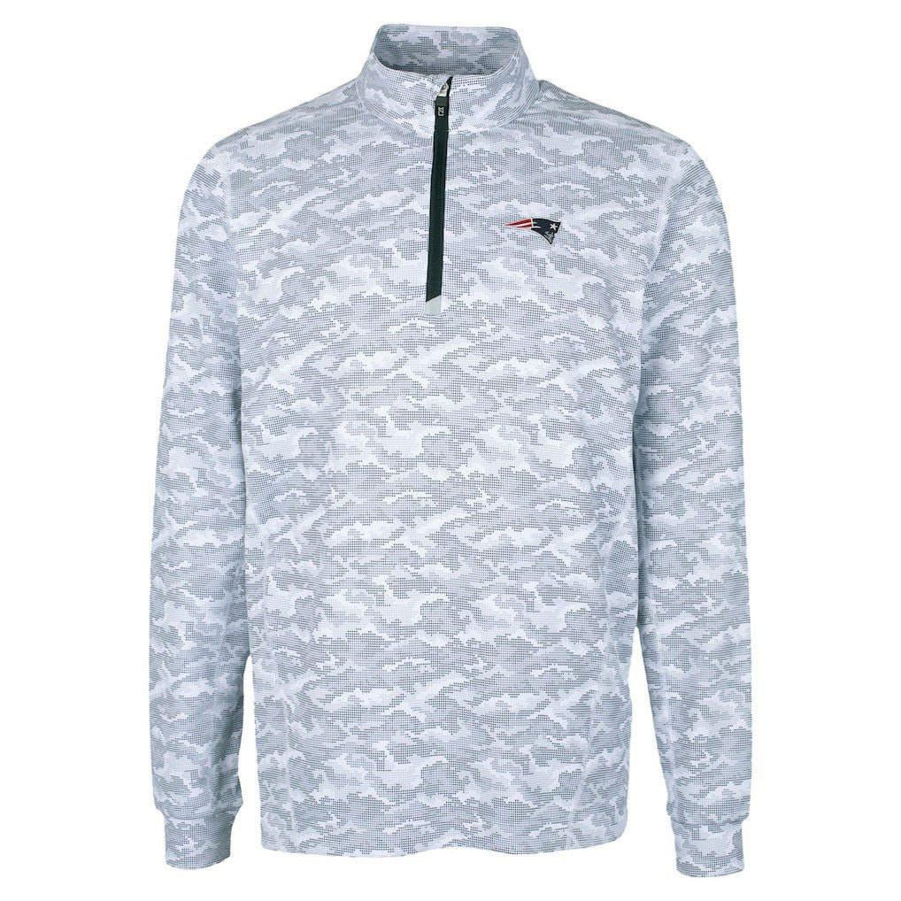 New England Patriots Cutter & Buck Traverse Camo Print Stretch Quarter-Zip Top Charcoal - NFL