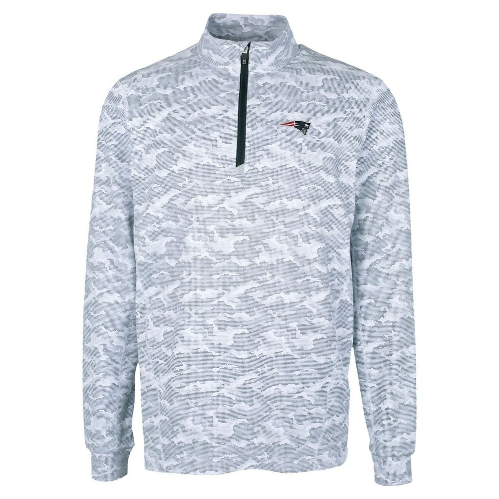 New England Patriots Cutter & Buck Traverse Camo Print Stretch Quarter-Zip Top Charcoal - NFL
