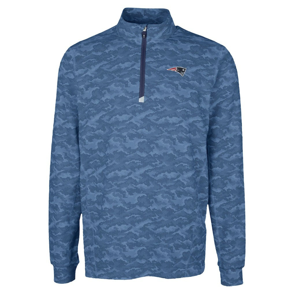 New England Patriots Cutter & Buck Traverse Camo Print Stretch Quarter-Zip Top Navy - NFL