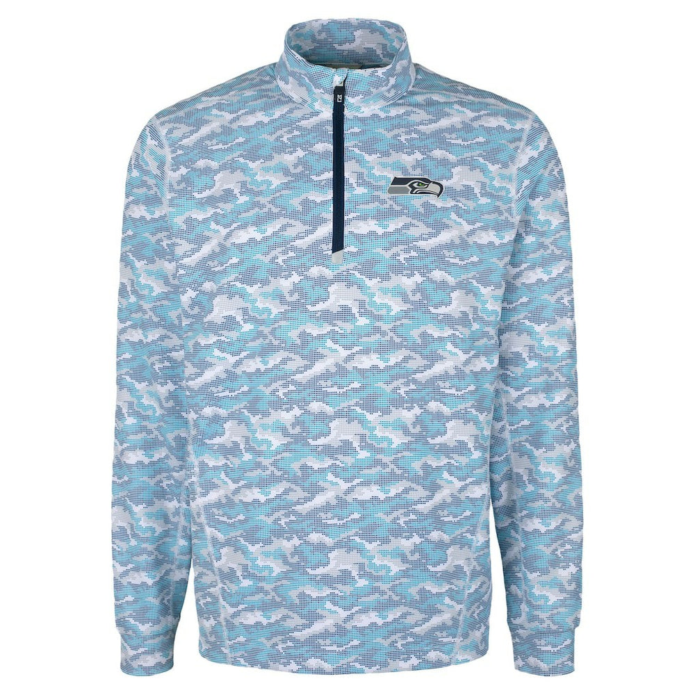 Seattle Seahawks Cutter & Buck Traverse Camo Print Stretch Quarter-Zip Top Navy - NFL