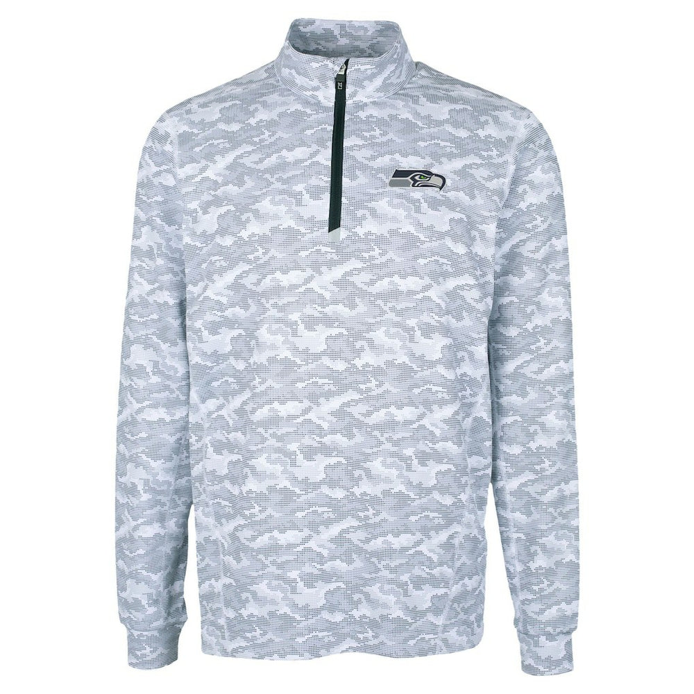 Seattle Seahawks Cutter & Buck Traverse Camo Print Stretch Quarter-Zip Top Charcoal - NFL