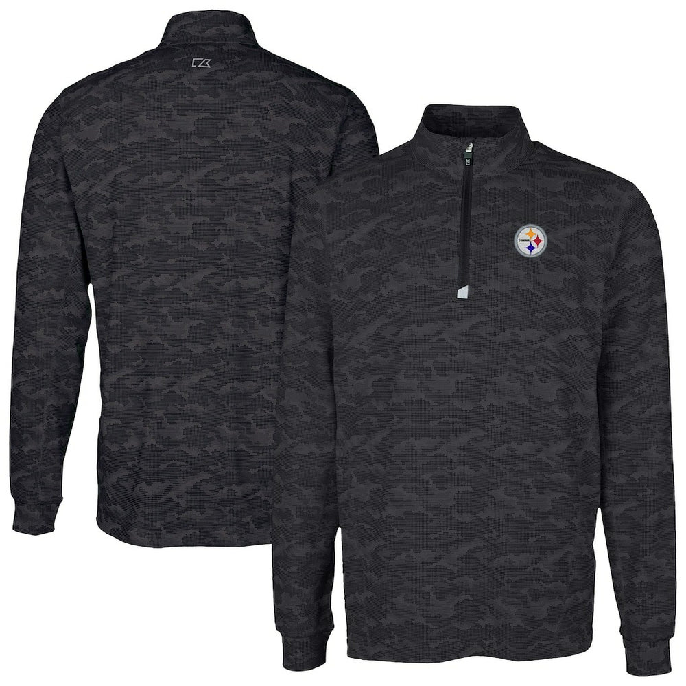 Pittsburgh Steelers Cutter & Buck Traverse Camo Print Stretch Quarter-Zip Top Black - NFL