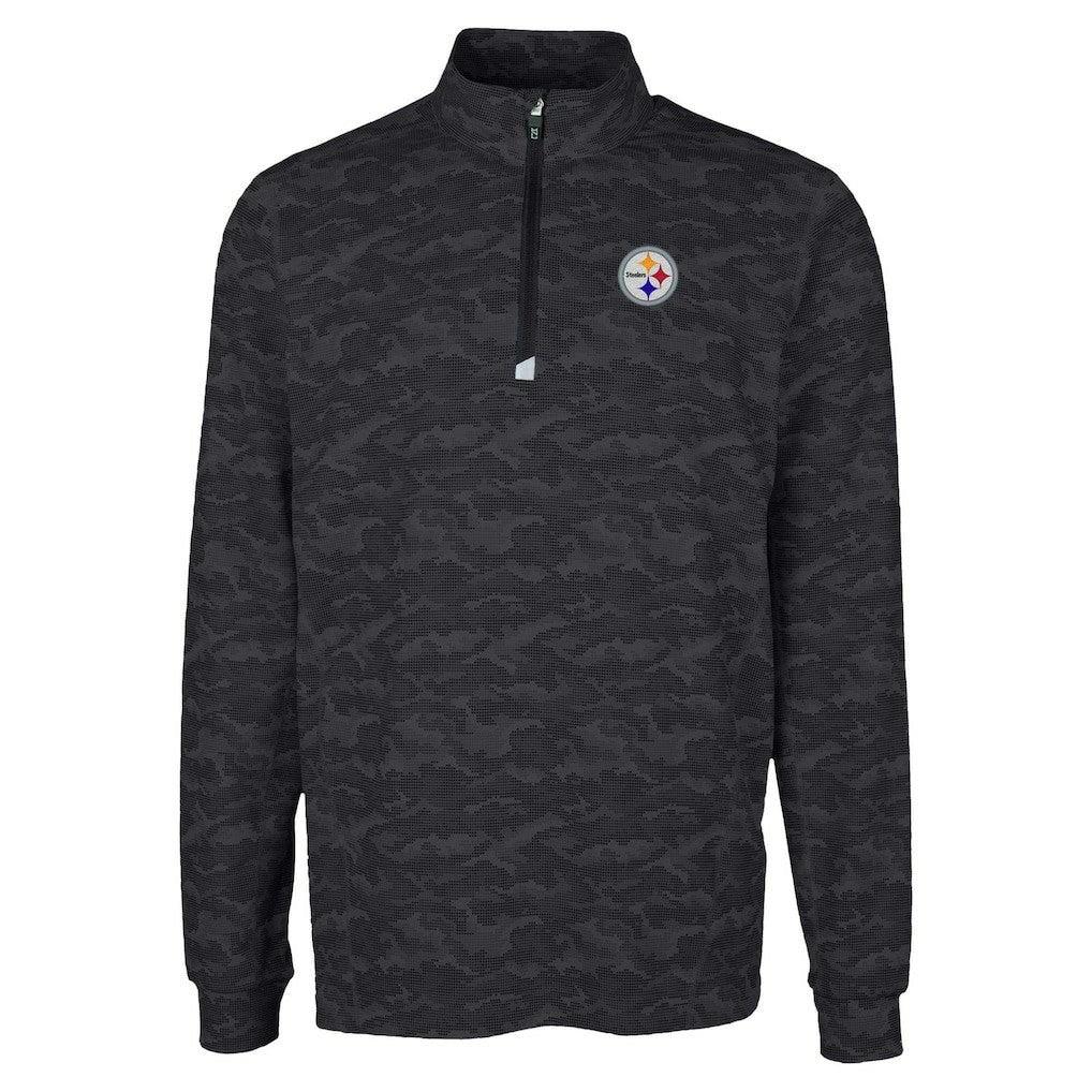 Pittsburgh Steelers Cutter & Buck Traverse Camo Print Stretch Quarter-Zip Top Black - NFL