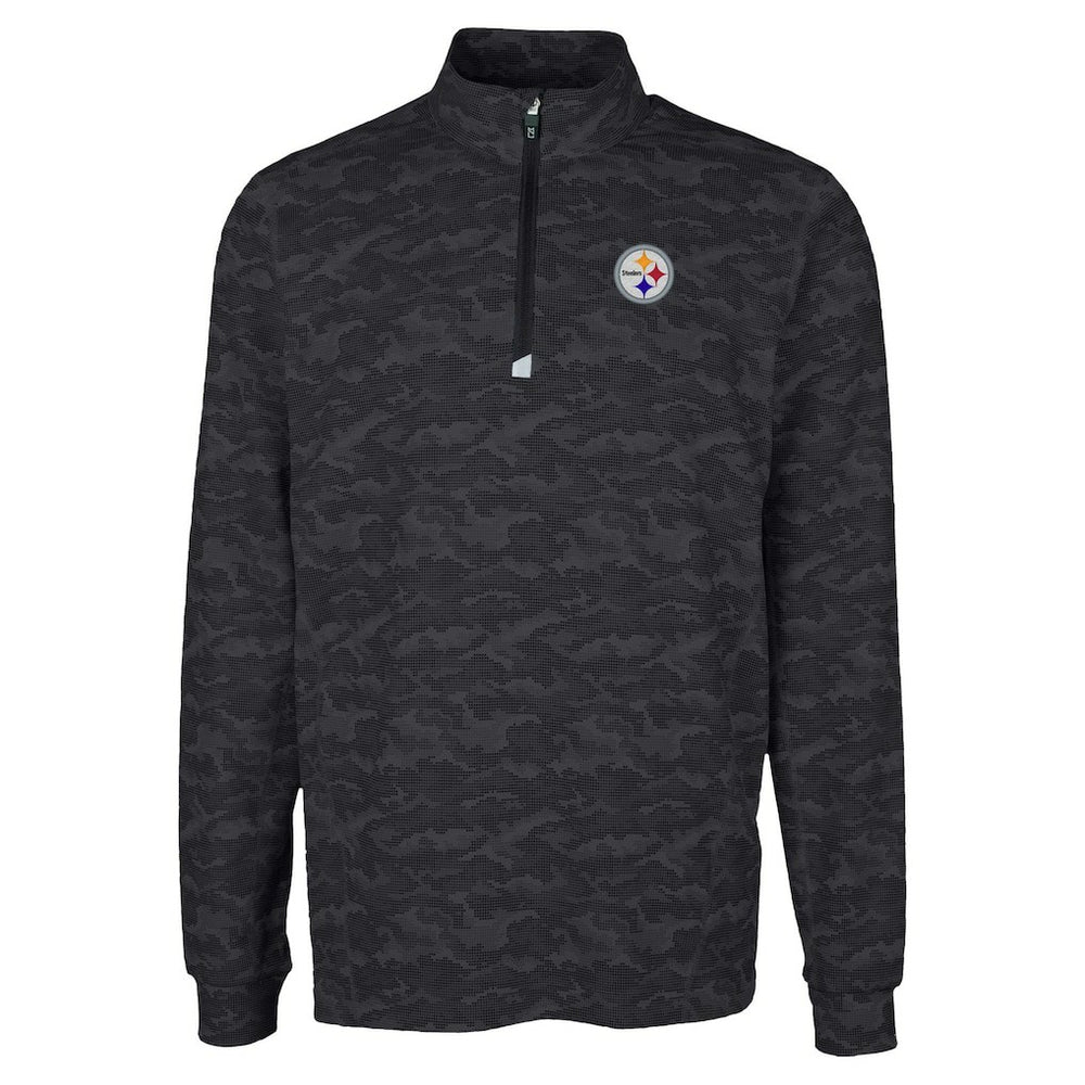 Pittsburgh Steelers Cutter & Buck Traverse Camo Print Stretch Quarter-Zip Top Black - NFL