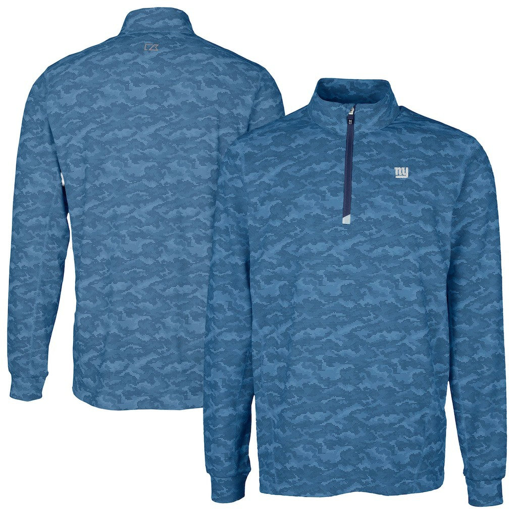 New York Giants Cutter & Buck Traverse Camo Print Stretch Quarter-Zip Top Navy - NFL
