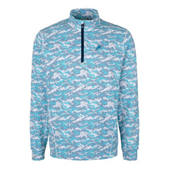 Detroit Lions Cutter & Buck Traverse Camo Print Stretch Quarter-Zip Pullover Top Blue - NFL